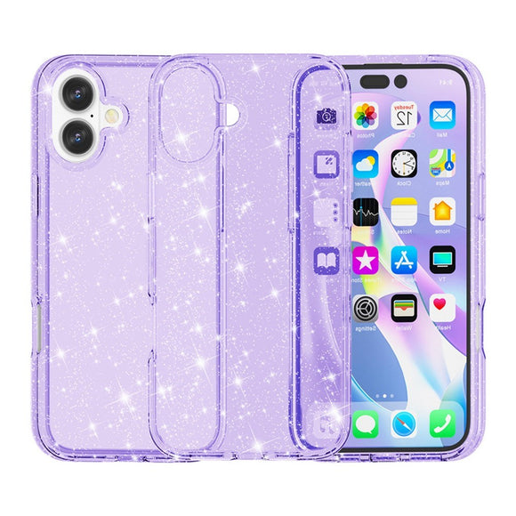 EIDERWOOD iPhone 17 Hybrid Plastik Cover - Lilla Glitter