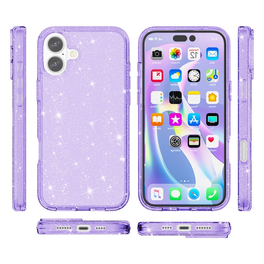 EIDERWOOD iPhone 17 Hybrid Plastik Cover - Lilla Glitter