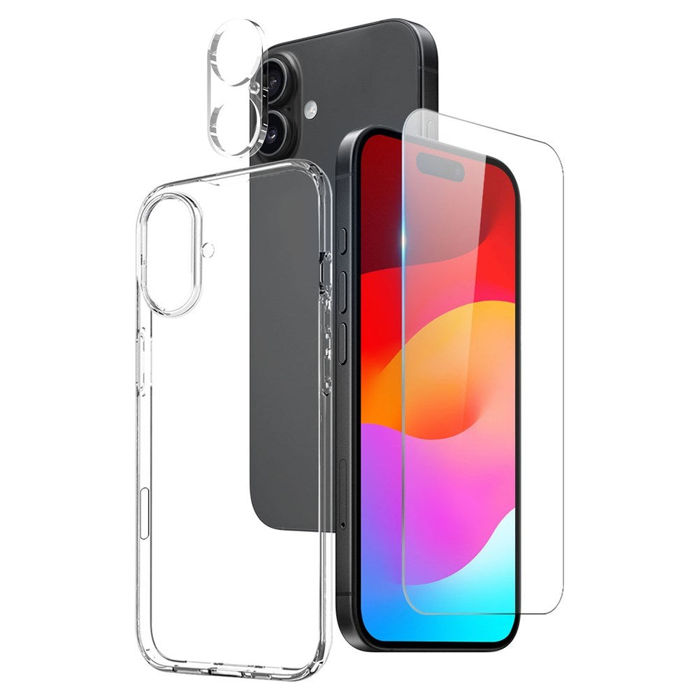NORTHJO iPhone 17 3-i-1 Beskyttelsessæt m. Fleksibelt Plastik Cover / Hærdet Skærmbeskyttelsesglas / Kameralinsebeskyttelsesglas - Gennemsigtig