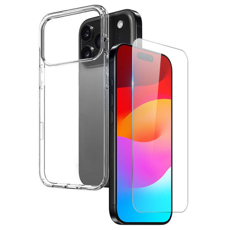 NORTHJO iPhone 17 Pro 2-i-1 Beskyttelsessæt m. Fleksibelt Plastik Cover & Hærdet Skærmbeskyttelsesglas - Gennemsigtig