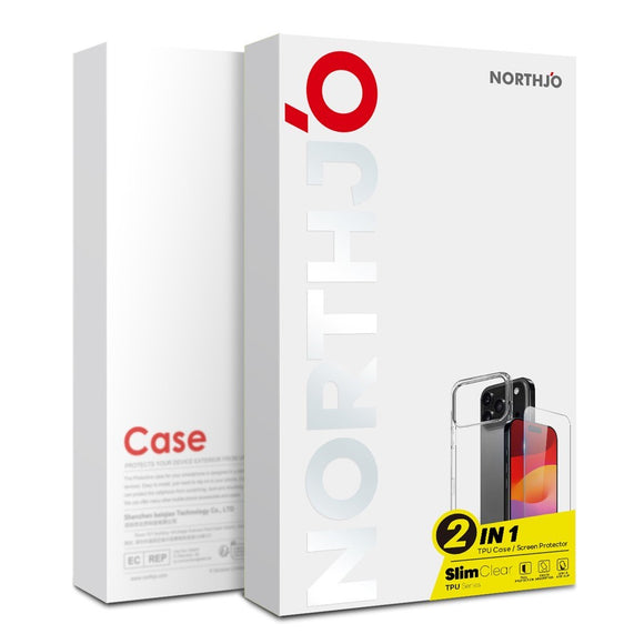 NORTHJO iPhone 17 Pro 2-i-1 Beskyttelsessæt m. Fleksibelt Plastik Cover & Hærdet Skærmbeskyttelsesglas - Gennemsigtig