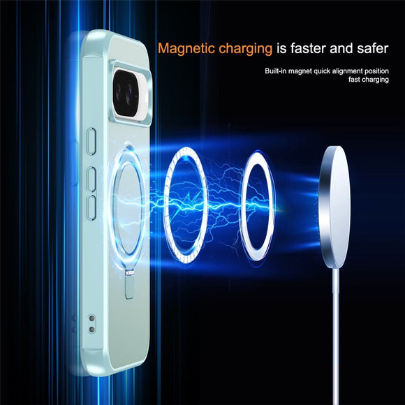 EIDERWOOD Google Pixel 10 / 10 Pro / 9 / 9 Pro Hybrid Cover m. Kickstand - MagSafe Kompatibel - Lyseblå
