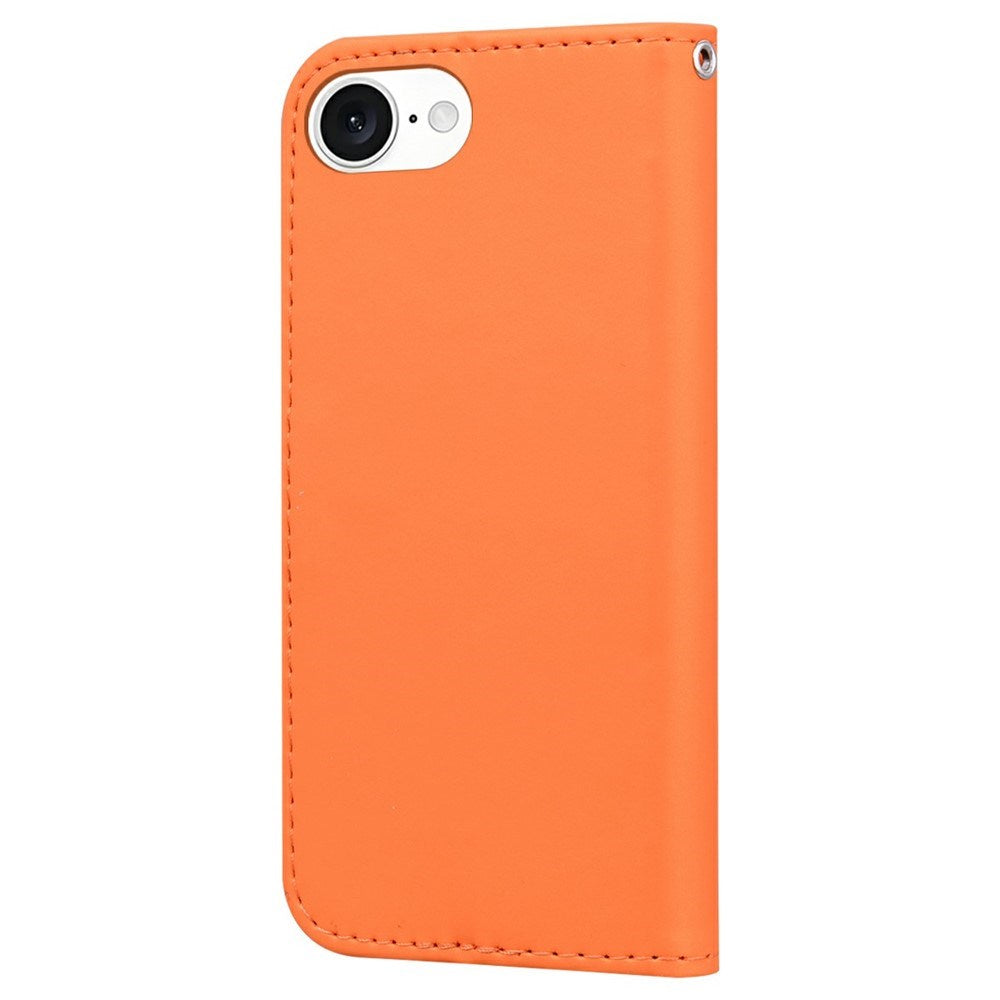 iPhone 17e / 16e Kunstlæder Flip Cover m. Figur - Orange