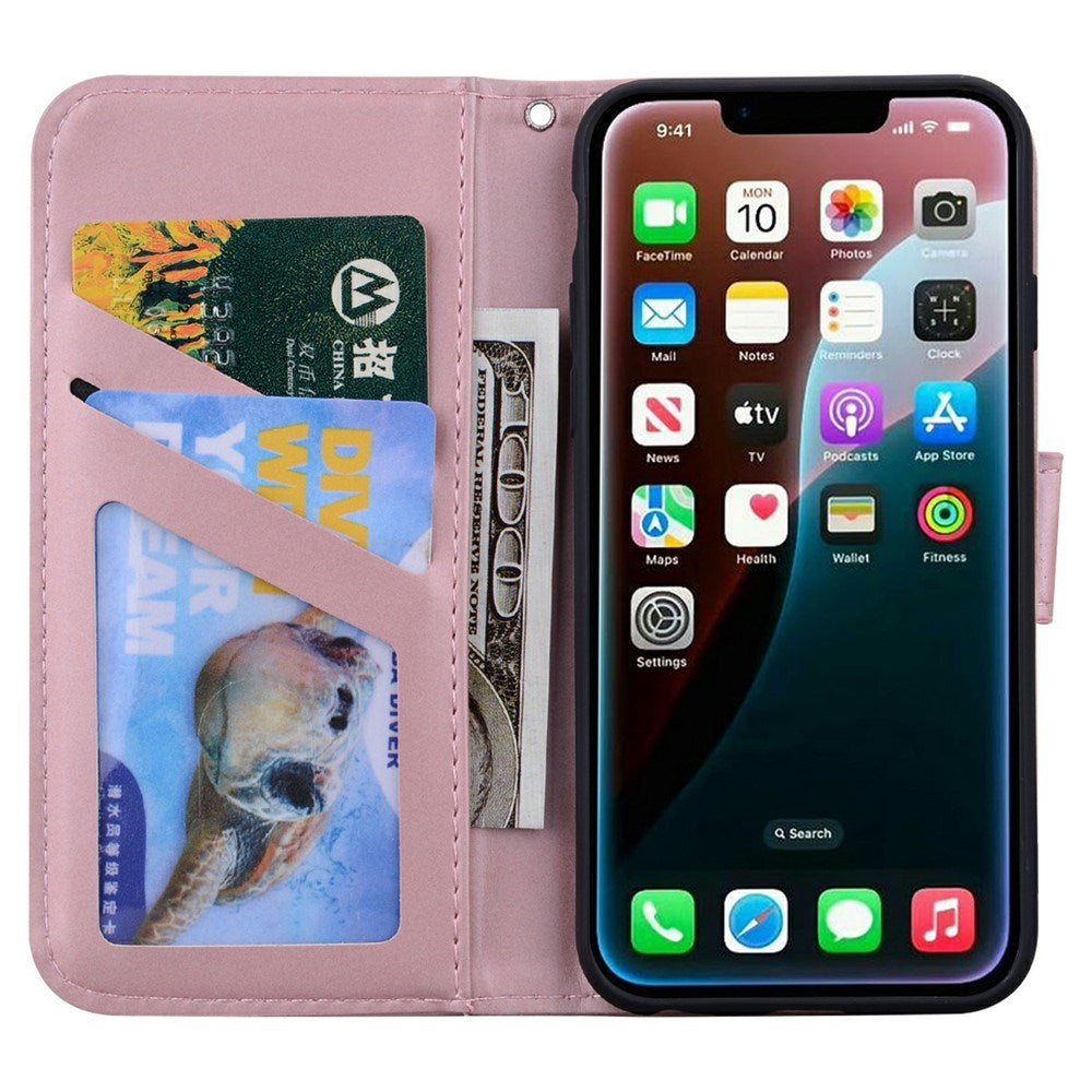 iPhone 17e / 16e Kunstlæder Flip Cover m. Figur - Lyserød