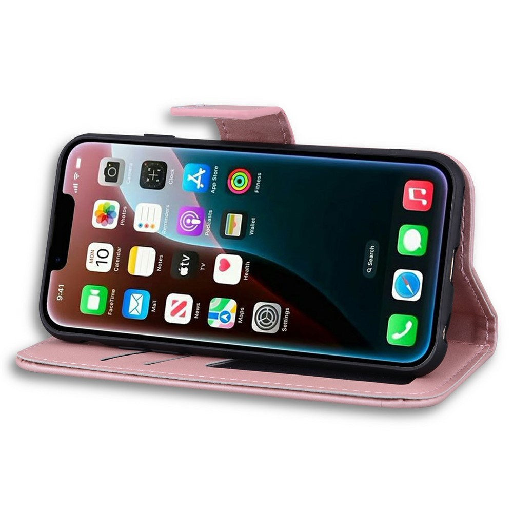 iPhone 17e / 16e Kunstlæder Flip Cover m. Figur - Lyserød