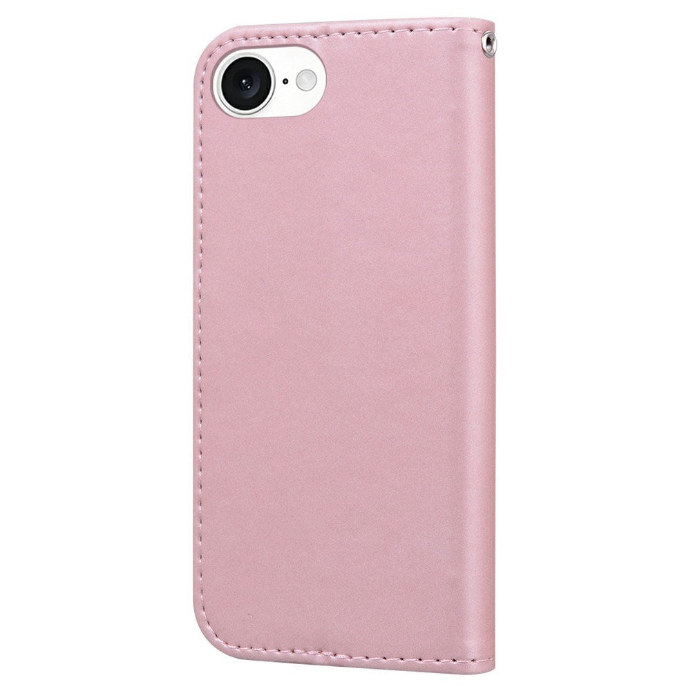 iPhone 17e / 16e Kunstlæder Flip Cover m. Figur - Lyserød