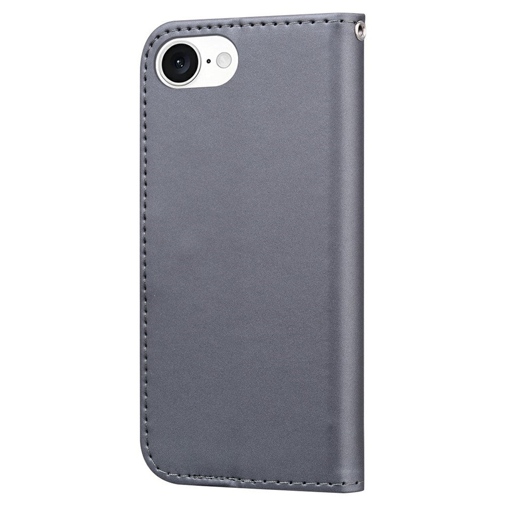 iPhone 17e / 16e Kunstlæder Flip Cover m. Figur - Grå