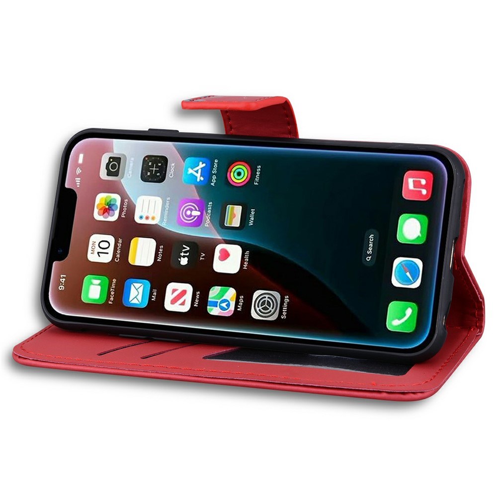 iPhone 17e / 16e Kunstlæder Flip Cover m. Figur - Rød