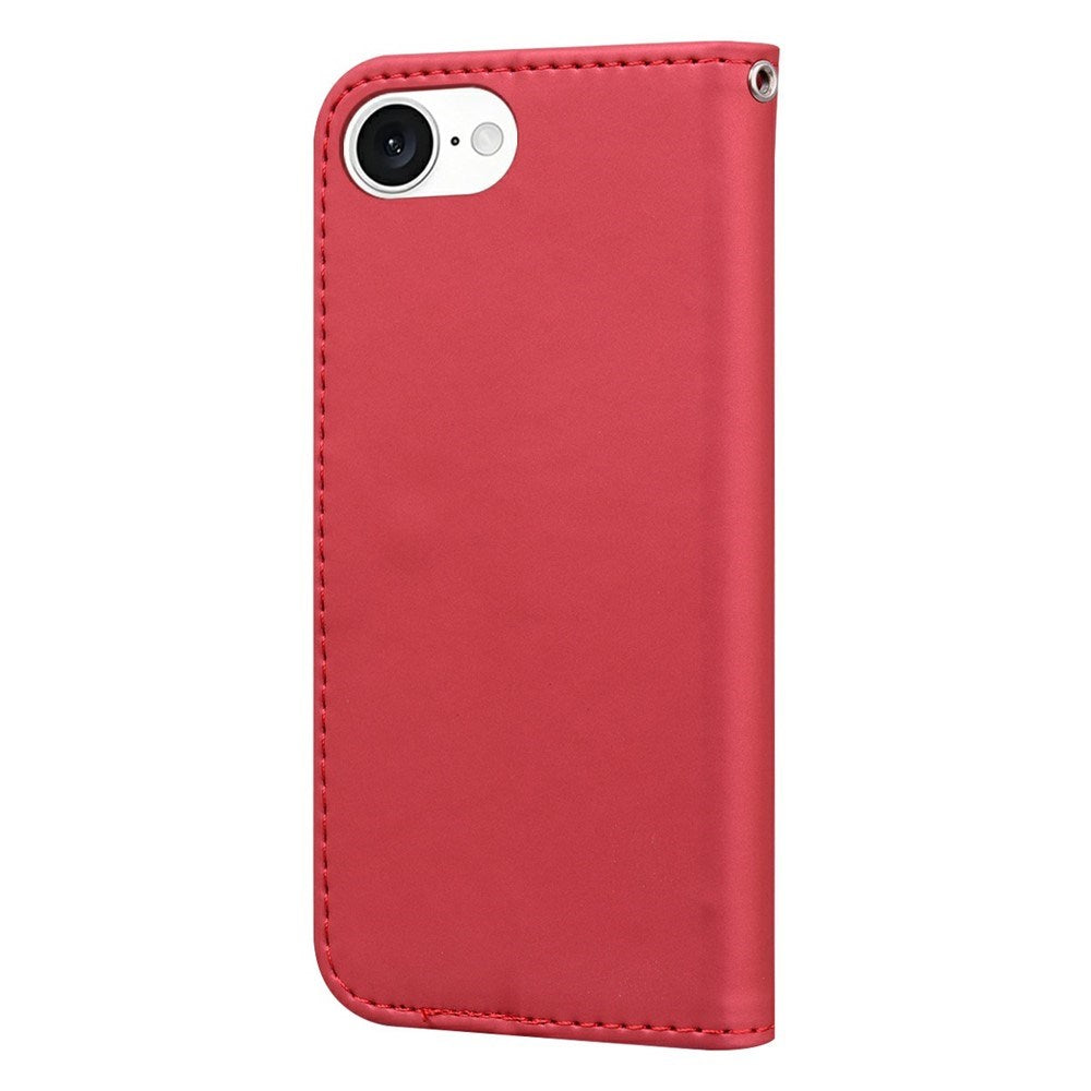 iPhone 17e / 16e Kunstlæder Flip Cover m. Figur - Rød