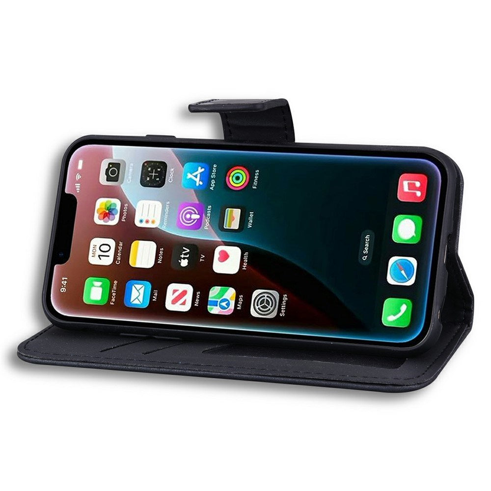 iPhone 17e / 16e Kunstlæder Flip Cover m. Figur - Sort