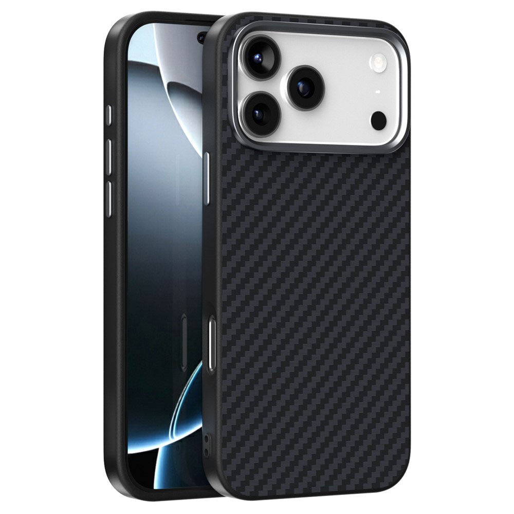 iPhone 18 Pro / 17 Pro ABEEL Hybrid Cover m. Karbonfibretekstur - MagSafe Kompatibelt - Sort