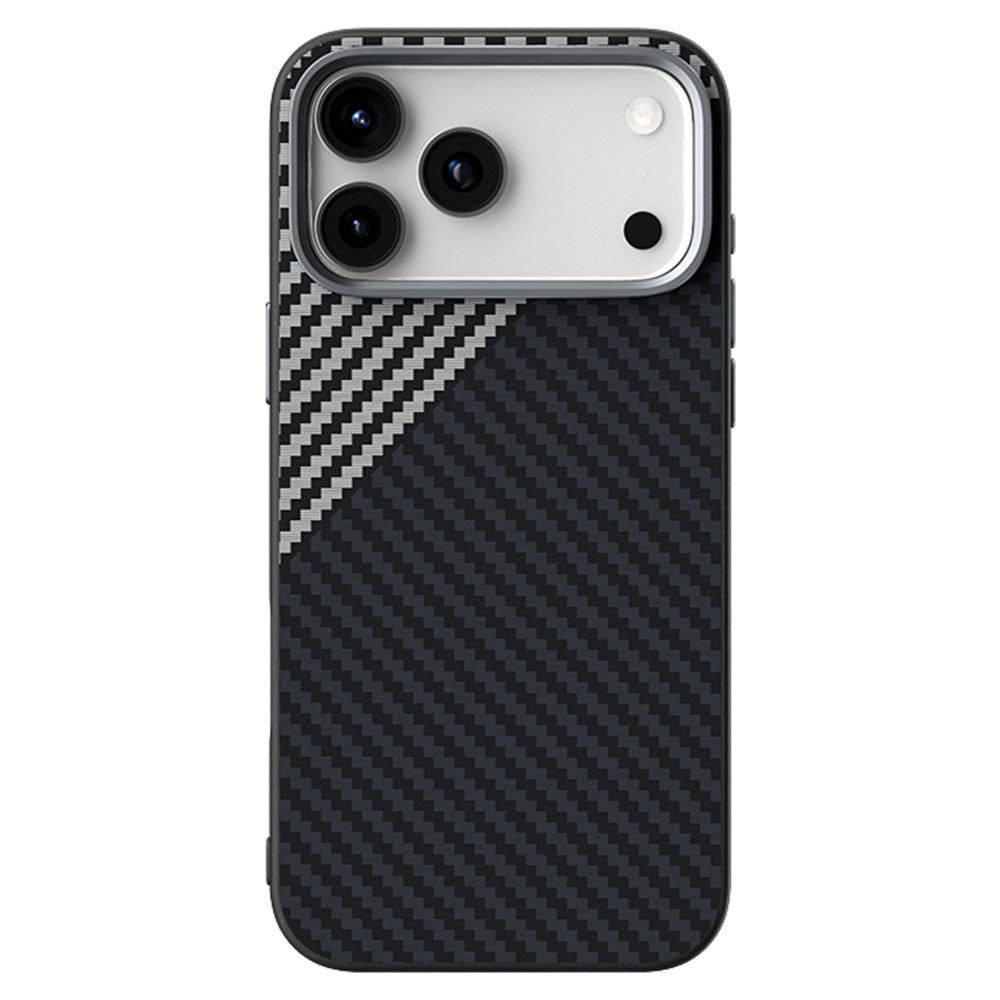 iPhone 18 Pro / 17 Pro ABEEL Hybrid Cover m. Karbonfibretekstur - MagSafe Kompatibelt - Sort / Sølv