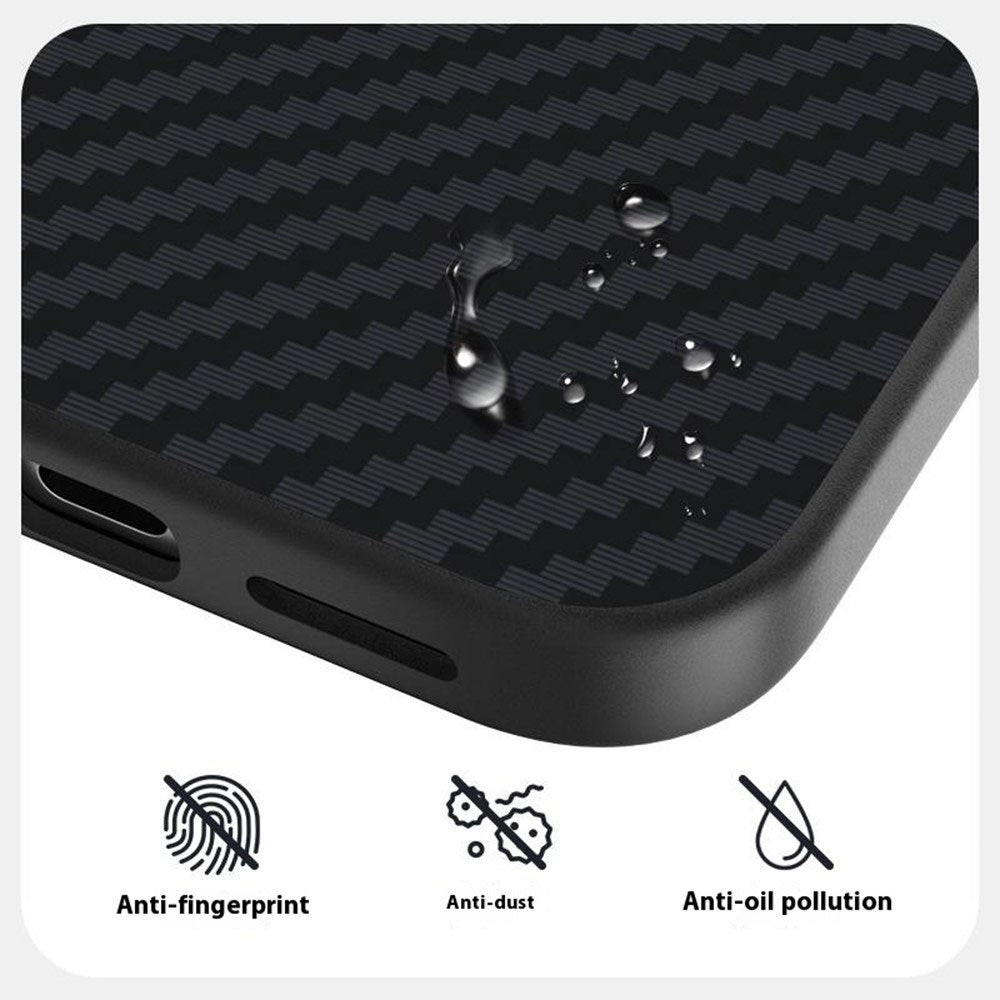 iPhone 18 Pro / 17 Pro ABEEL Hybrid Cover m. Karbonfibretekstur - MagSafe Kompatibelt - Sort / Sølv
