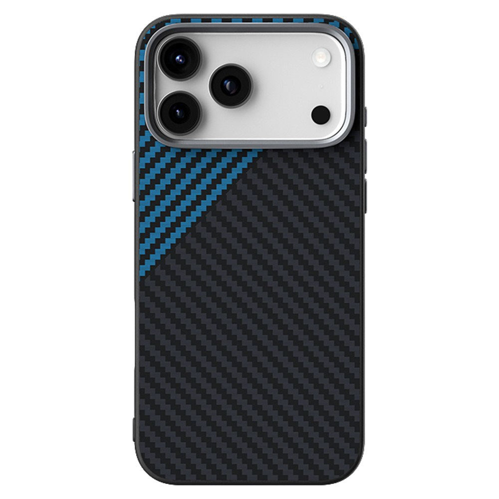 iPhone 18 Pro / 17 Pro ABEEL Hybrid Cover m. Karbonfibretekstur - MagSafe Kompatibelt - Sort / Blå