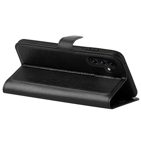 Samsung Galaxy A14 / A14 (5G) PU Litchi Læder Cover m. Pung - Sort
