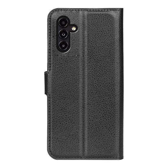 Samsung Galaxy A14 / A14 (5G) PU Litchi Læder Cover m. Pung - Sort