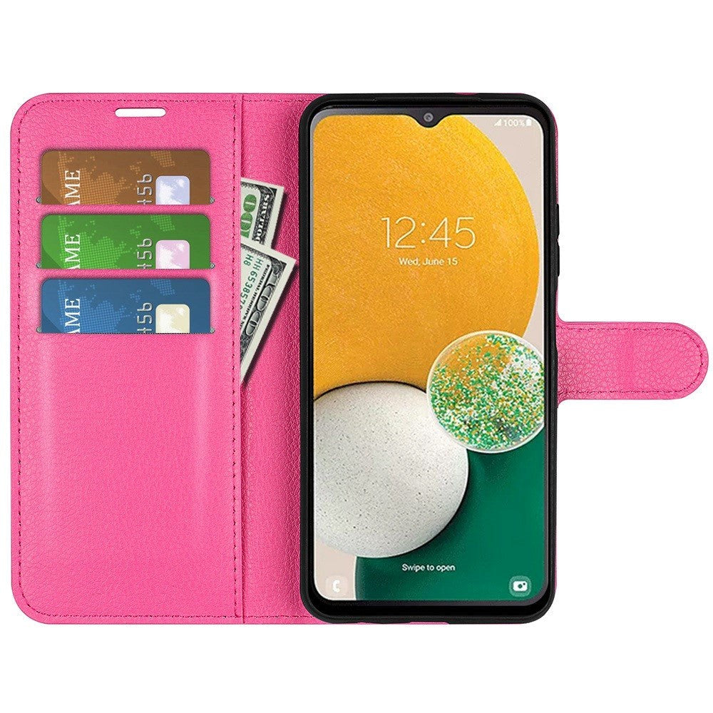 Samsung Galaxy A14 / A14 (5G) PU Litchi Læder Cover m. Pung - Pink