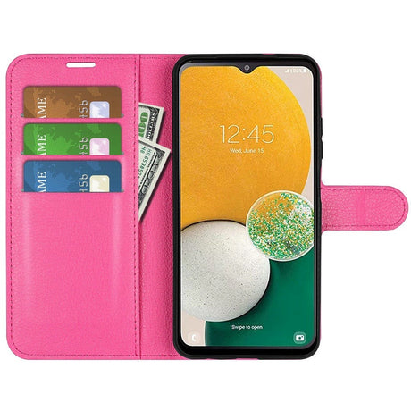 Samsung Galaxy A14 / A14 (5G) PU Litchi Læder Cover m. Pung - Pink