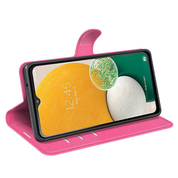 Samsung Galaxy A14 / A14 (5G) PU Litchi Læder Cover m. Pung - Pink