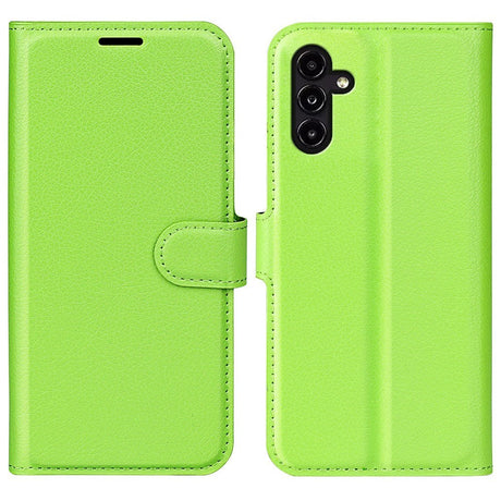 Samsung Galaxy A14 / A14 (5G) PU Litchi Læder Cover m. Pung - Grøn