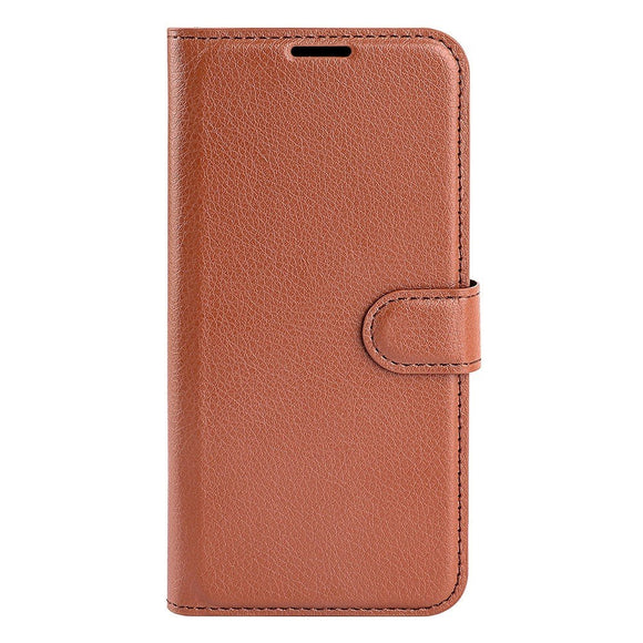 Samsung Galaxy A14 / A14 (5G) PU Litchi Læder Flip Cover m. Pung - Brun