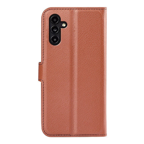 Samsung Galaxy A14 / A14 (5G) PU Litchi Læder Flip Cover m. Pung - Brun
