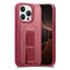 iPhone 13 Pro Hårdt Plastik Cover m. Kunstlæder Bagside & Fingerrem - MagSafe Kompatibel - Rød
