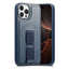 iPhone 12 / 12 Pro Hårdt Plastik Cover m. Kunstlæder Bagside & Fingerrem - MagSafe Kompatibel - Blå