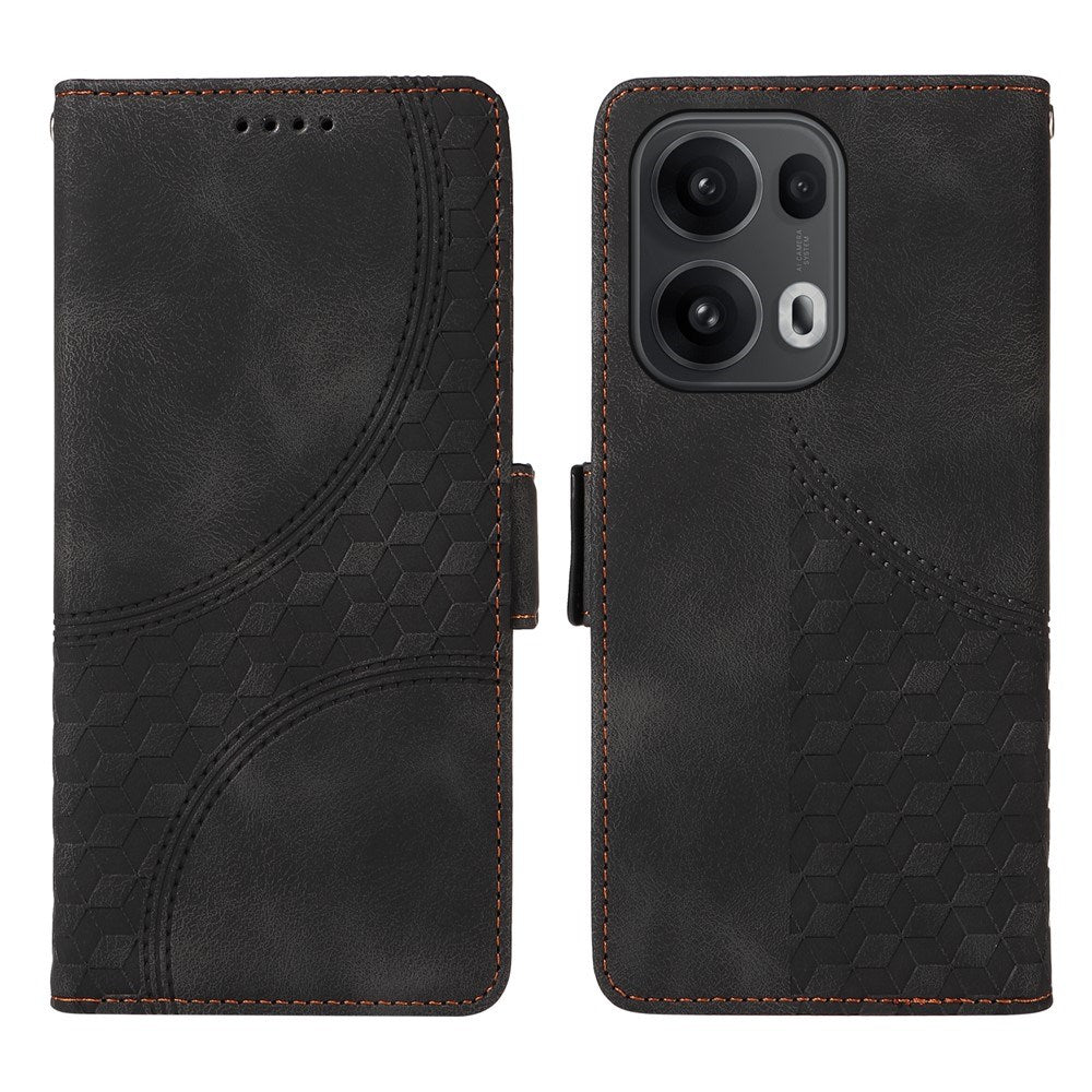 Oppo Reno14 Pro (5G) / Reno13 Pro (5G) Kunstlæder Flipcover m. Tryk - Sort