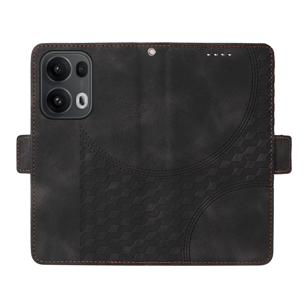 Oppo Reno14 Pro (5G) / Reno13 Pro (5G) Kunstlæder Flipcover m. Tryk - Sort