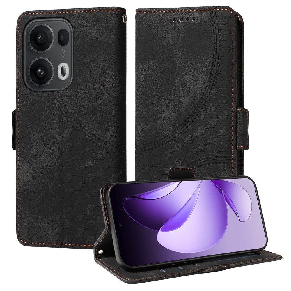 Oppo Reno14 Pro (5G) / Reno13 Pro (5G) Kunstlæder Flipcover m. Tryk - Sort