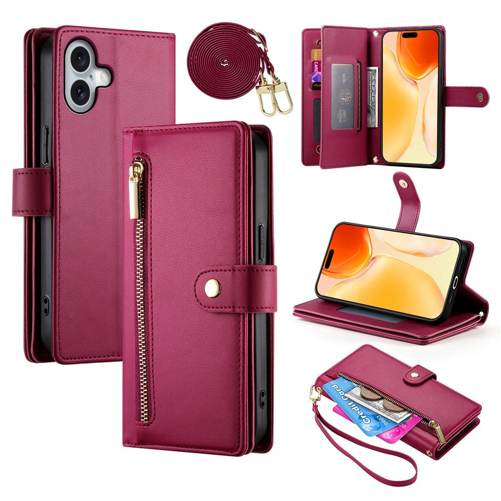 EIDERWOOD iPhone 17 Flip Cover m. Kortholder / Lynlåslomme / Strop - Red