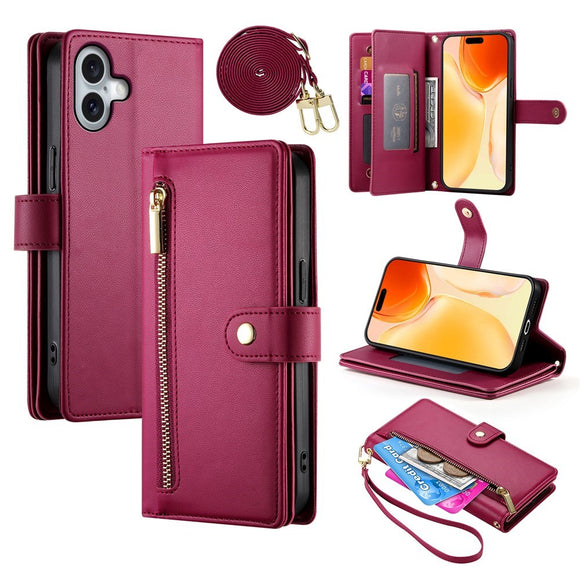 EIDERWOOD iPhone 17 Flip Cover m. Kortholder / Lynlåslomme / Strop - Red