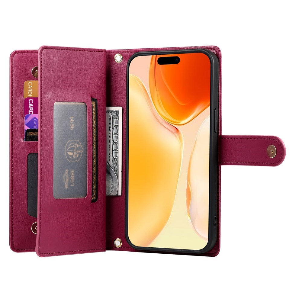 EIDERWOOD iPhone 17 Flip Cover m. Kortholder / Lynlåslomme / Strop - Red