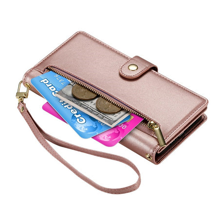 EIDERWOOD iPhone 17 Flip Cover m. Kortholder / Lynlåslomme / Strop - Rose Gold