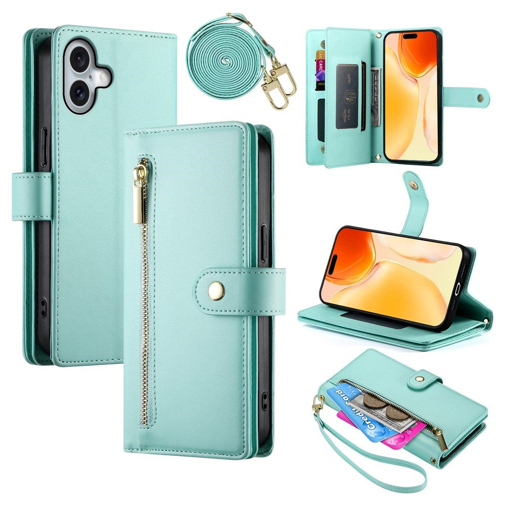 EIDERWOOD iPhone 17 Flip Cover m. Kortholder / Lynlåslomme / Strop - Turkis