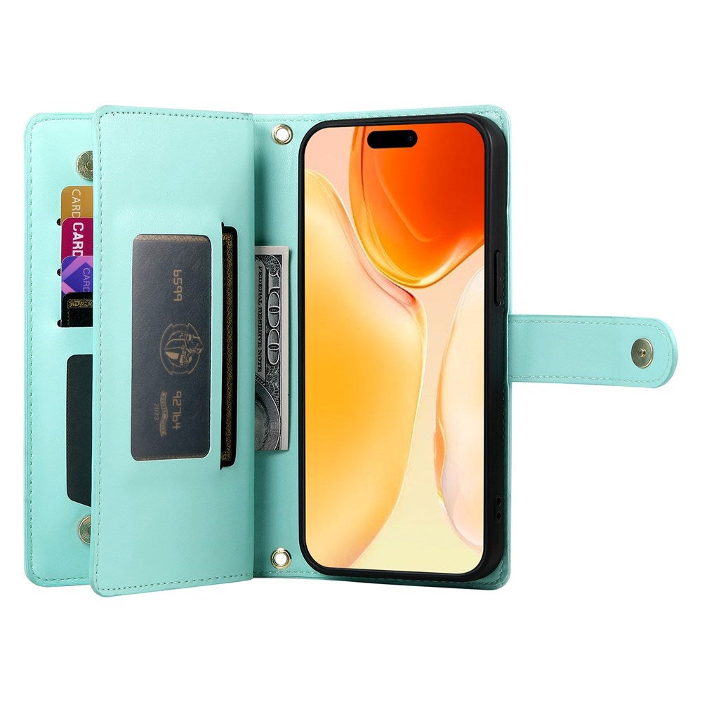EIDERWOOD iPhone 17 Flip Cover m. Kortholder / Lynlåslomme / Strop - Turkis