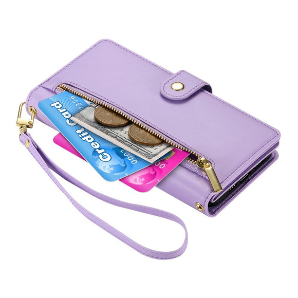 EIDERWOOD iPhone 17 Flip Cover m. Kortholder / Lynlåslomme / Strop - Lilla