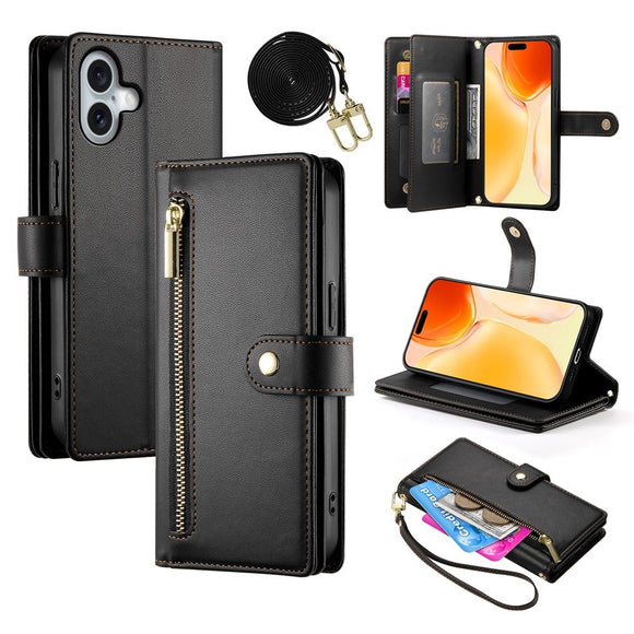 EIDERWOOD iPhone 17 Flip Cover m. Kortholder / Lynlåslomme / Strop - Sort