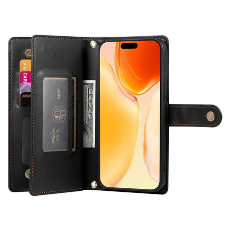 EIDERWOOD iPhone 17 Flip Cover m. Kortholder / Lynlåslomme / Strop - Sort