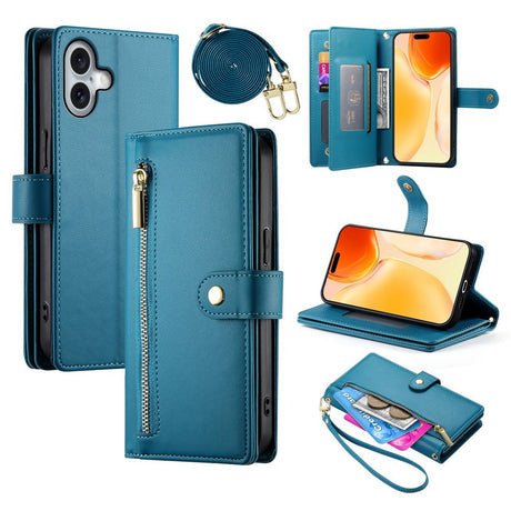 EIDERWOOD iPhone 17 Flip Cover m. Kortholder / Lynlåslomme / Strop - Blå