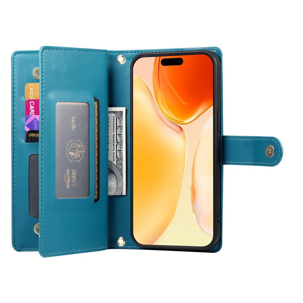 EIDERWOOD iPhone 17 Flip Cover m. Kortholder / Lynlåslomme / Strop - Blå