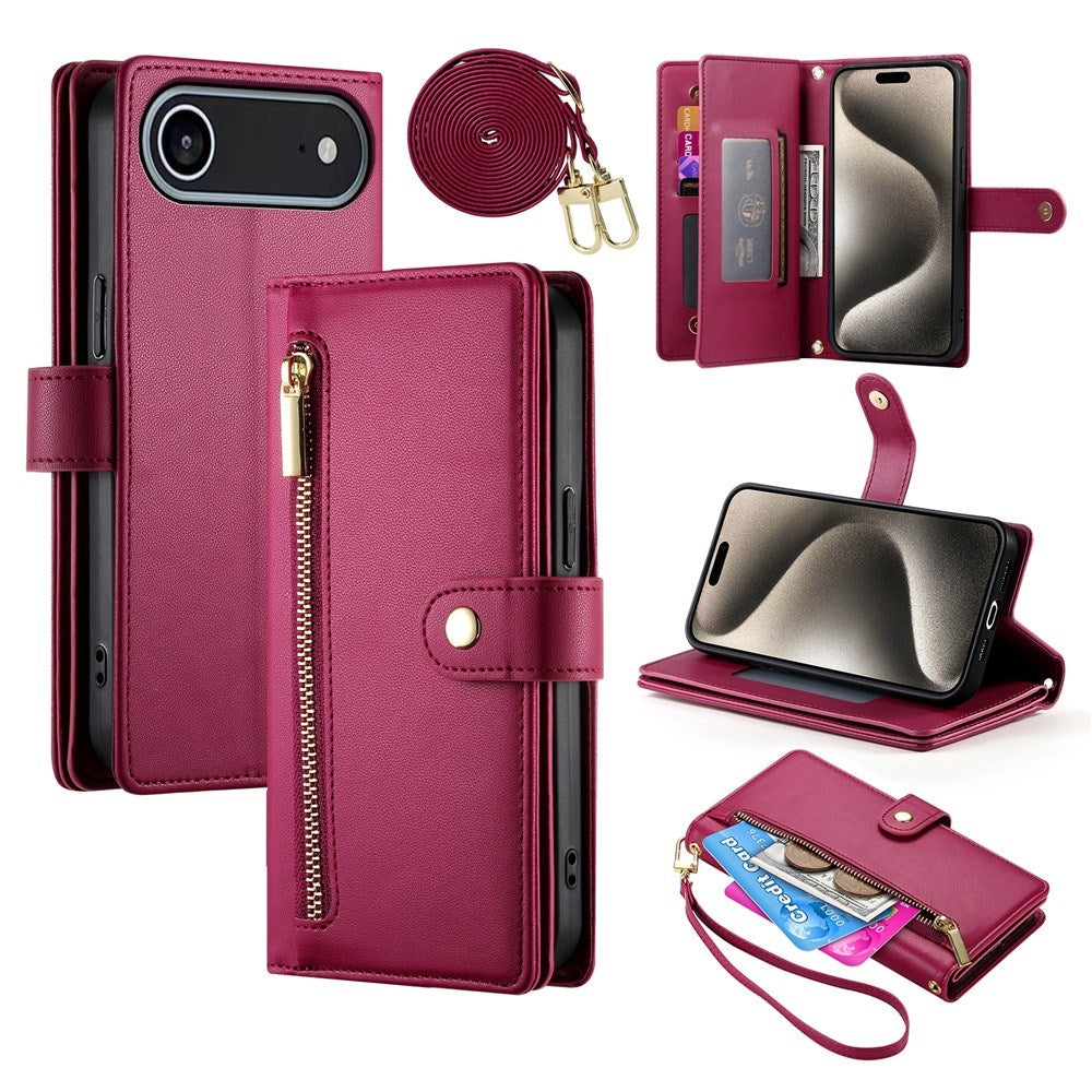 EIDERWOOD iPhone Air Flip Cover m. Kortholder / Lynlåslomme / Strop - Rød