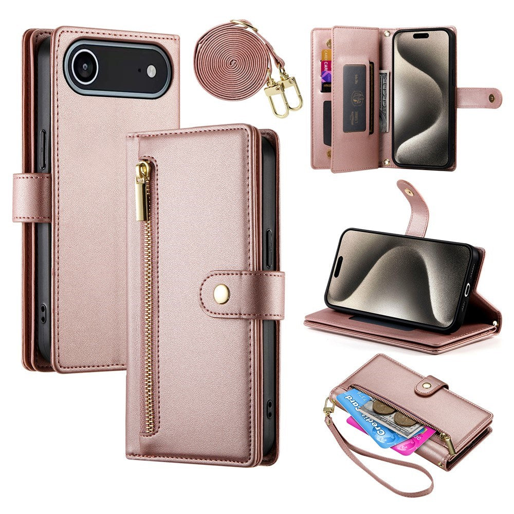 EIDERWOOD iPhone Air Flip Cover m. Kortholder / Lynlåslomme / Strop - Rose Gold
