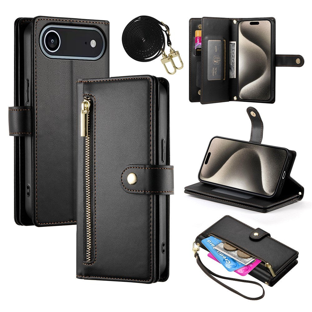 EIDERWOOD iPhone Air Flip Cover m. Kortholder / Lynlåslomme / Strop - Sort