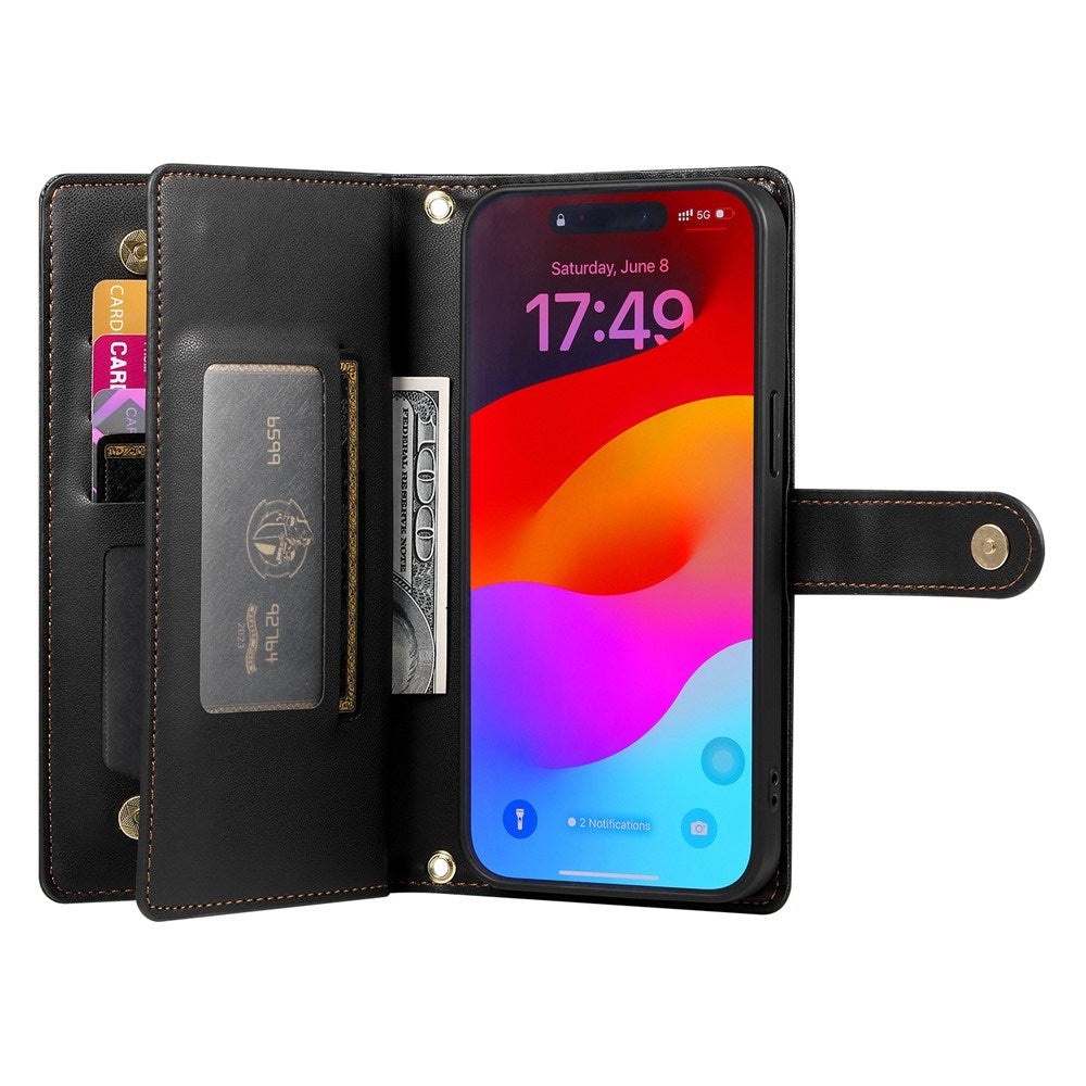 EIDERWOOD iPhone Air Flip Cover m. Kortholder / Lynlåslomme / Strop - Sort