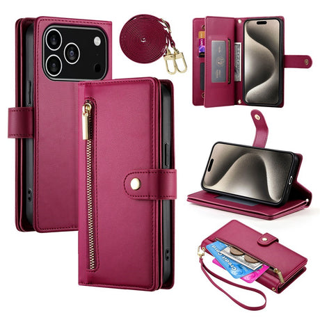 EIDERWOOD iPhone 17 Pro Flip Cover m. Kortholder / Lynlåslomme / Strop - Rød