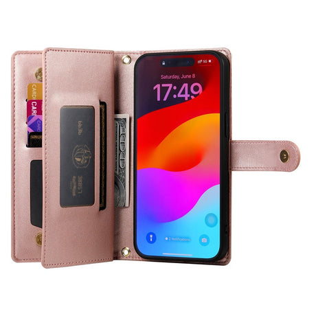 EIDERWOOD iPhone 17 Pro Flip Cover m. Kortholder / Lynlåslomme / Strop - Rose Gold
