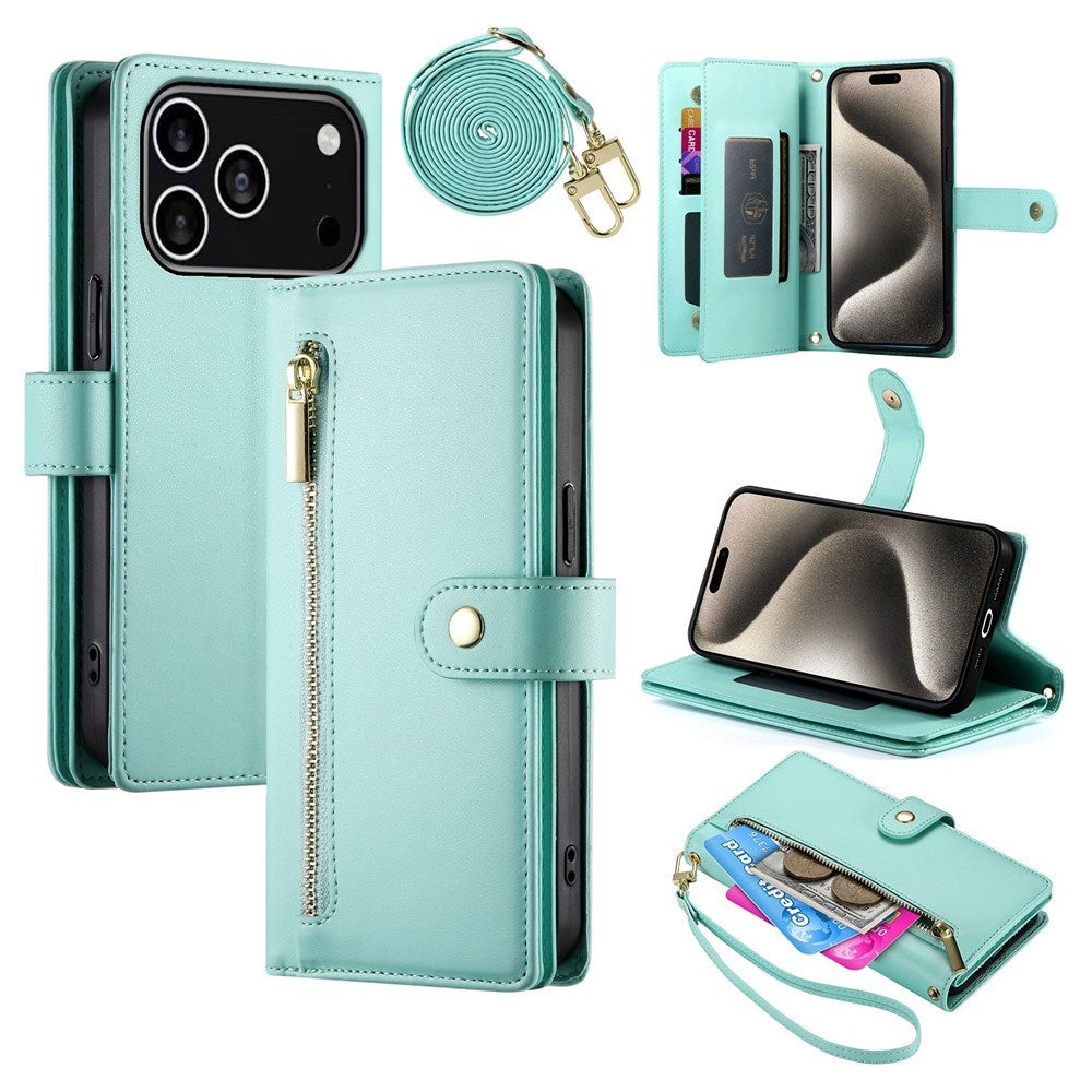 EIDERWOOD iPhone 17 Pro Flip Cover m. Kortholder / Lynlåslomme / Strop - Turkis