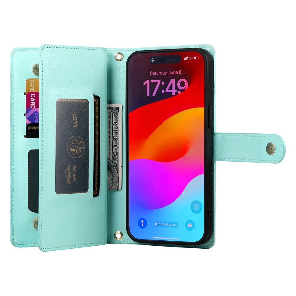 EIDERWOOD iPhone 17 Pro Flip Cover m. Kortholder / Lynlåslomme / Strop - Turkis